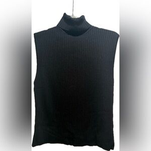 Venini black ribbed sleeveless turtleneck sweater XL